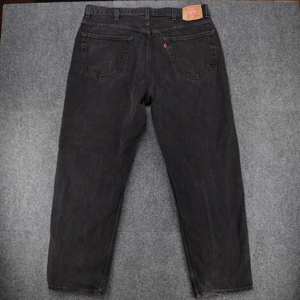 Vintage Levis 550 Mens Relaxed Fit Tapered Leg Denim Black Red Tab Jeans 40x32